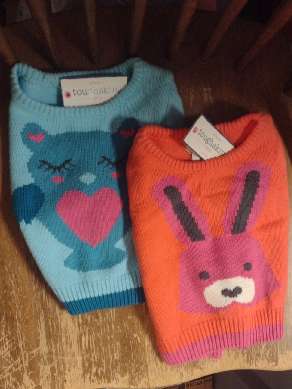 Toughskins Blue Bear & Orange Bunny Knit Sweaters